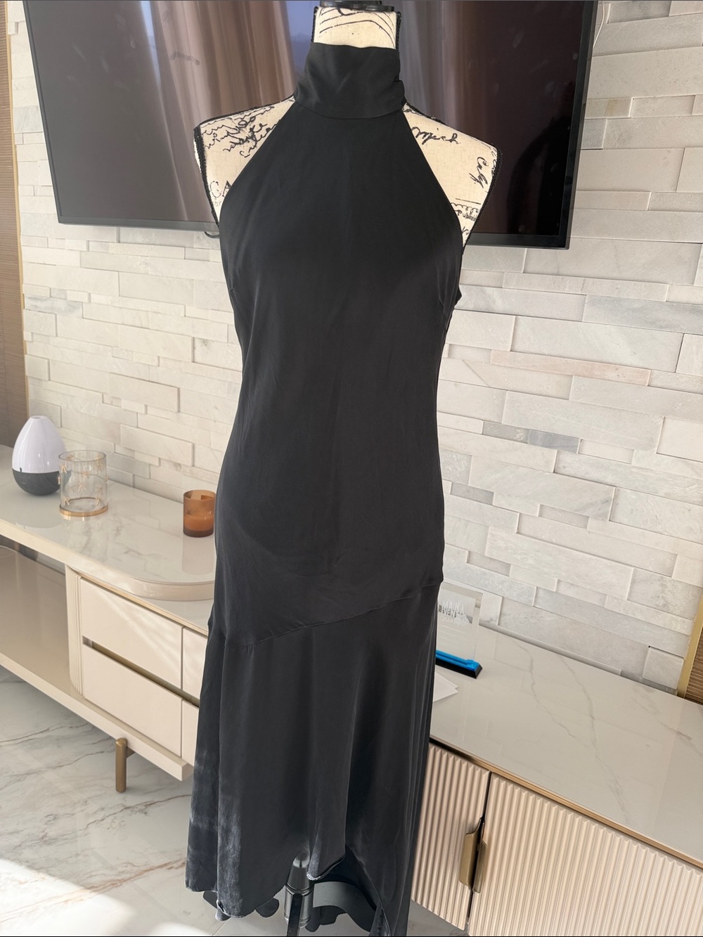 FRAME Classic Black Halter Neck Dress